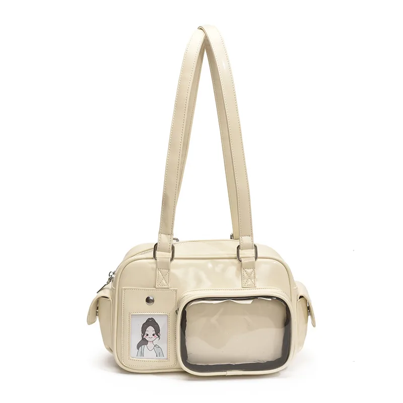 Large Capacity Crossbody Transparent Two-dimensional Cartoon Backpack - White