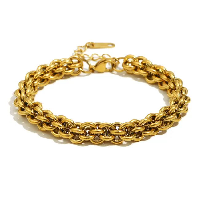 Simple All matching Hip Hop Retro Personalized Stainless Steel Bracelet Gold - Shop at LoveMi