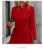 European And American New Fall And Winter Lapels Slim-fit Wool Solid Color Fashion Temperament Coat - Brick Red