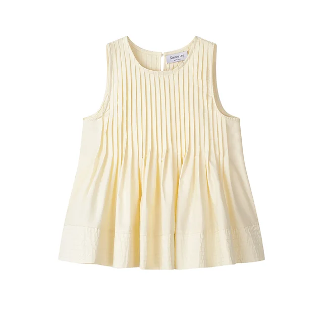 Dignified Sense Of Design Pleated Shirt Top Apricot - Shop at LoveMi
