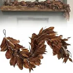 Brown Wood Orchid Leaf Garland Christmas - Magnolia Leaf Garland 180Cm