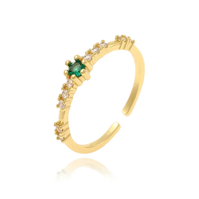 Women's Copper Micro inlaid Light Luxury Petal Ring Green - Shop at LoveMi