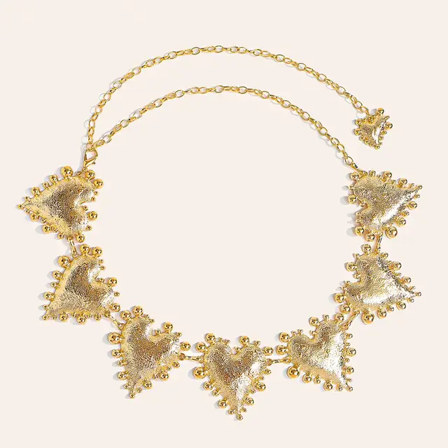 Metal Heart shaped Retro Waist Chain Dress Decoration Gold - Shop at LoveMi