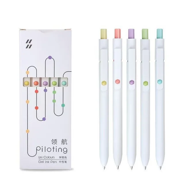 Retro Color Press Neutral Student Office Brush Pen College Style 5 - Shop at LoveMi