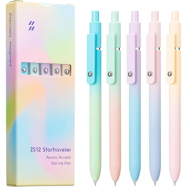 Retro Color Press Neutral Student Office Brush Pen Gradient Color 5 Pieces - Shop at LoveMi