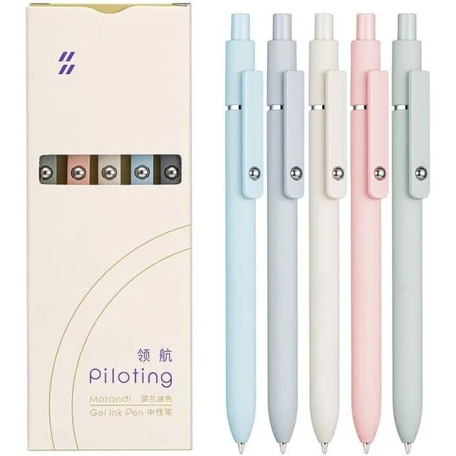 Retro Color Press Neutral Student Office Brush Pen Morandi 5 Pieces - Shop at LoveMi
