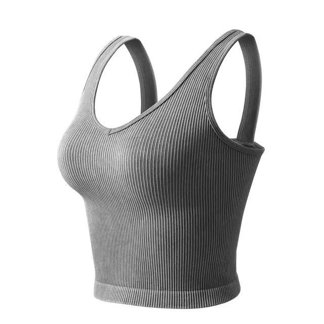Breathable Sports Seamless Women's Yoga Vest Gray - Shop at LoveMi