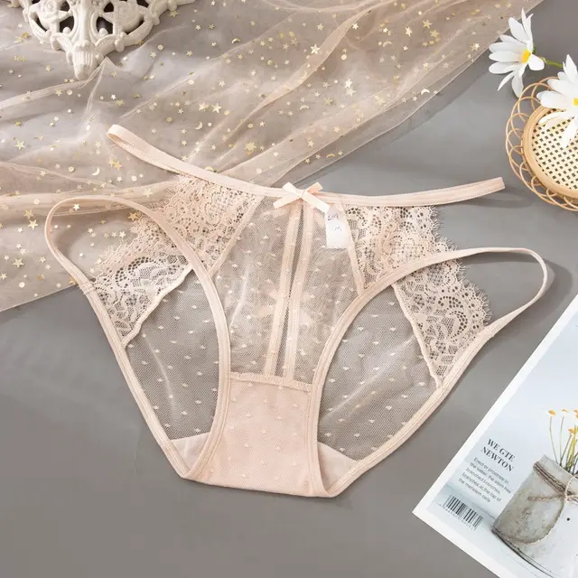 Lace Underwear Quick drying Light Transparent Ultra thin Pure Antibacterial Cotton Crotch Briefs Skin Color - Shop at LoveMi