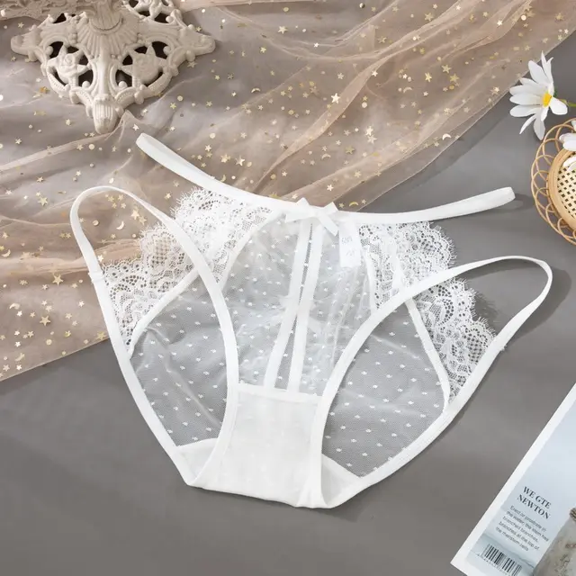 Lace Underwear Quick drying Light Transparent Ultra thin Pure Antibacterial Cotton Crotch Briefs White - Shop at LoveMi
