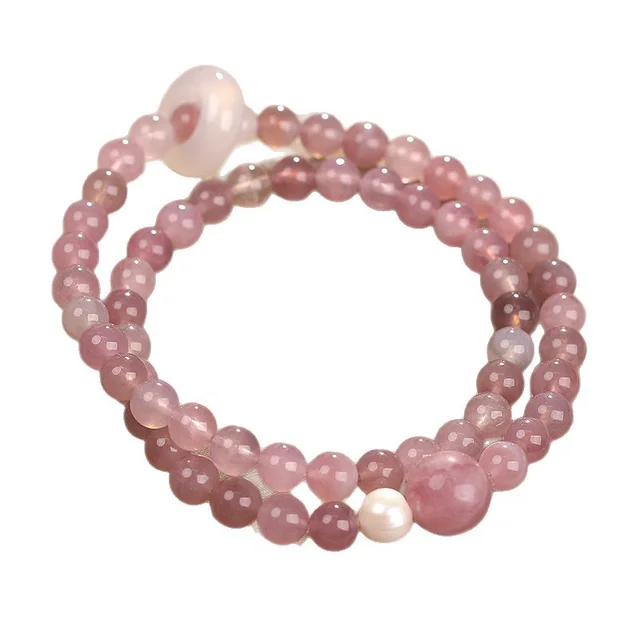 Natural Pink Crystal Flexible Ring Bracelet Women's Light Luxury Pink - Shop at LoveMi