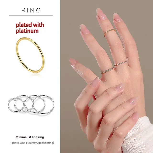 Loach Backlit Bright Surface Couple Curved Strip Temperament Ring White Gold Plated - Shop at LoveMi