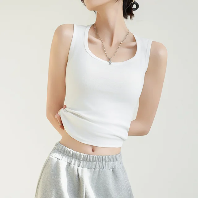 Pure Cotton Camisole Women's Inner Wide Shoulder Bottoming Top Common Style White - Shop at LoveMi