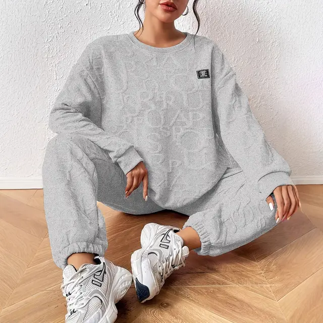 Women's Comfortable Sports Fashion Casual Set Light Gray - Shop at LoveMi