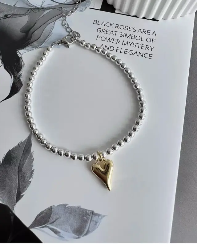Round Beads Glossy Heart shaped Multi part Bracelet Style 2 - Shop at LoveMi