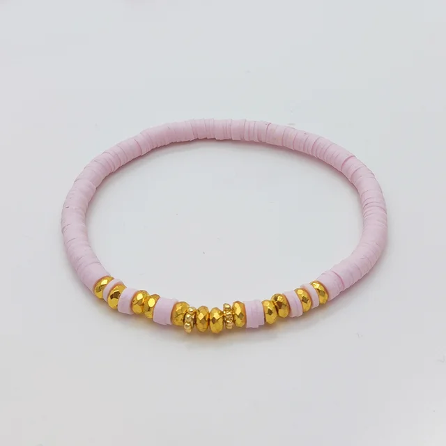 Holiday Beach Style Bracelet Female Color Polymer Clay Beaded Elastic String Bracelet Rts230001F - Shop at LoveMi