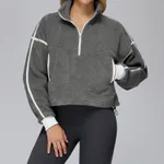 Fall Winter Coat Stand Collar Windproof And Warm Polar Fleece Jacket - Medium Gray