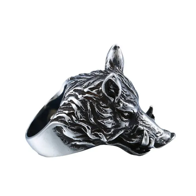Titanium Steel Domineering Wild Boar Men's Ring Us - Shop at LoveMi