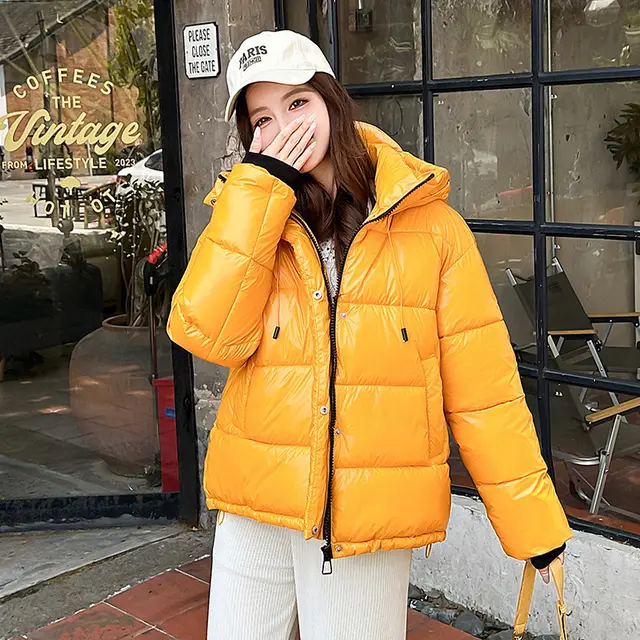 Men's And Women's Short Hood Cotton padded Jacket Yellow - Shop at LoveMi