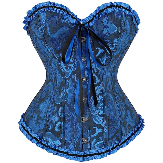 European And American Gathered Waist Court Corset Vest Dark Blue - Shop at LoveMi