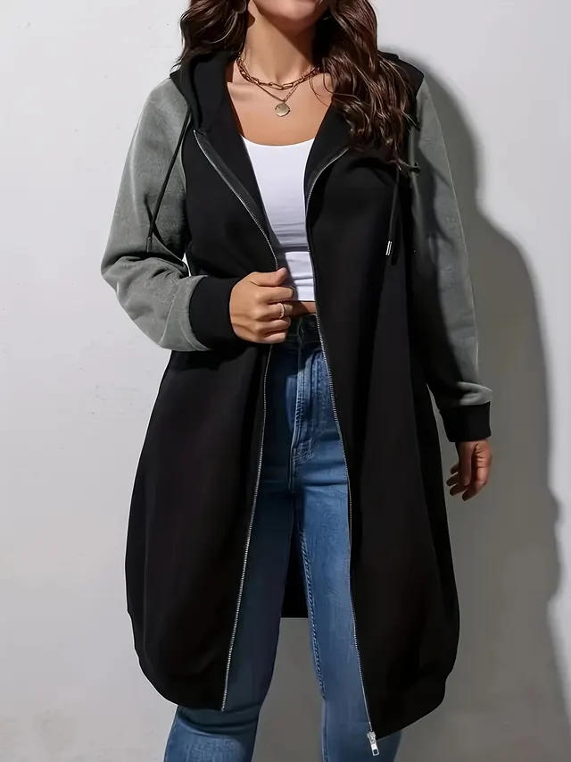 Elegant Style Long Hooded Loose fitting Women's Coat Black - Shop at LoveMi