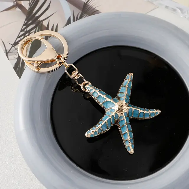 Starfish Shell Keychain Ocean Series Blue - Shop at LoveMi