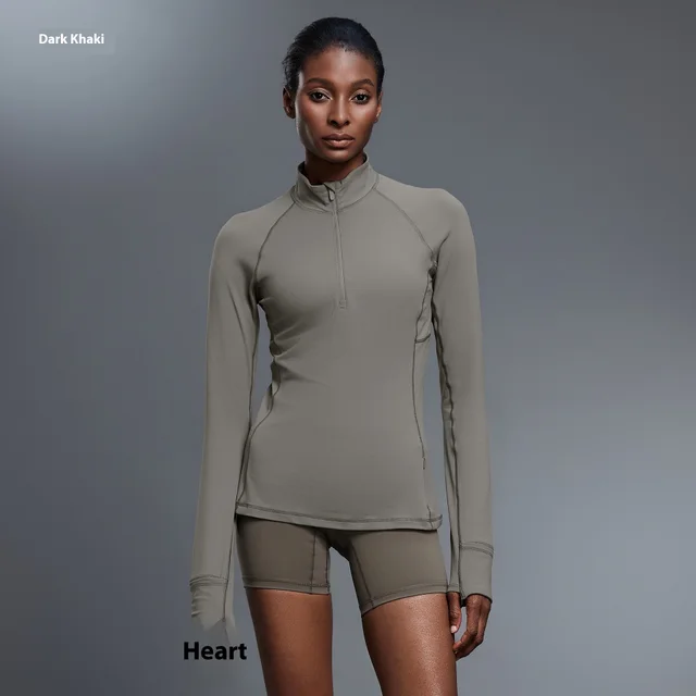 Women's Fashion Slim Fit Slimming Workout Top Deep Khaki - Shop at LoveMi