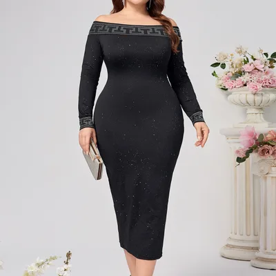 Autumn And Winter Long Sleeve Slim fit Sequined Dress Black - Shop at LoveMi