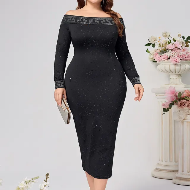 Autumn And Winter Long Sleeve Slim fit Sequined Dress Black - Shop at LoveMi