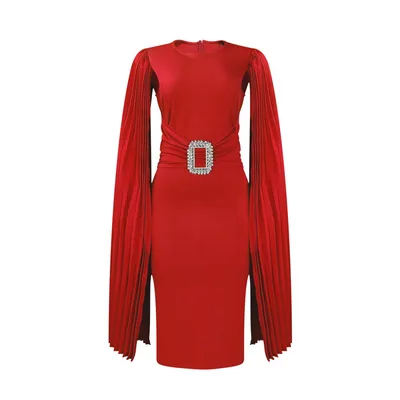 Solid Color Sheath Plus Size Dress Wine Red - Shop at LoveMi