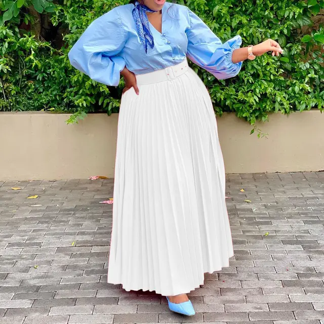 Women's Elegant Pleated Personality Big Skirt White - Shop at LoveMi