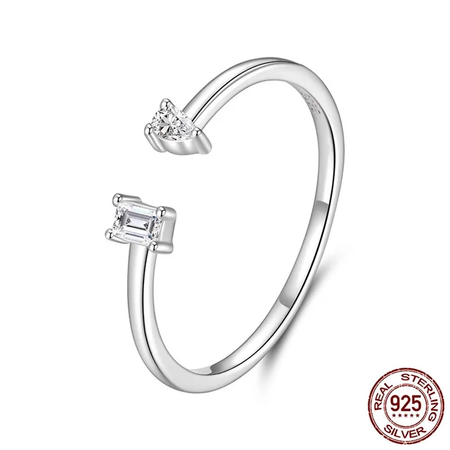 Minimalistic Water Drops Open Twin S925 Sterling Silver Ring Bsr687 E - Shop at LoveMi