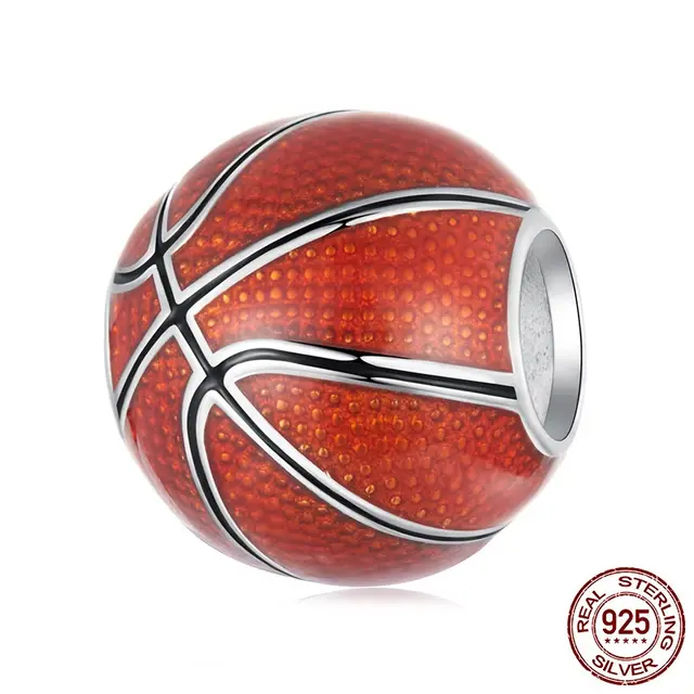 S925 Sterling Silver Basketball Scattered Beads Diy Bracelet Accessories Scc3101 - Shop at LoveMi