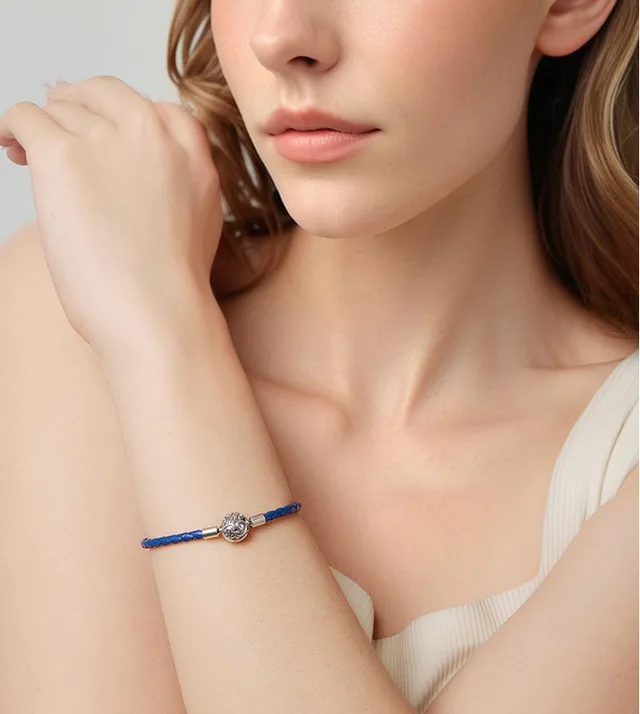 Rolling Grass Pattern Buckle Basic Leather Rope Carrying Strap Retro Blue - Shop at LoveMi
