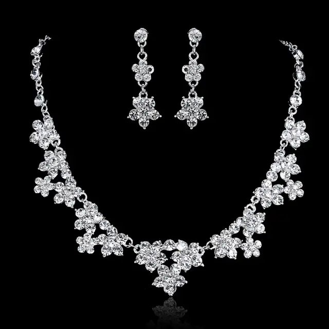 Bridal accessories , bridal three sets necklace, European and American wedding accessories, wedding jewelry set Ear Clip - Shop at LoveMi