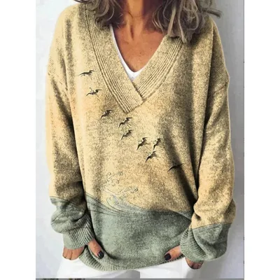 Women's 3D Digital Floral Print Long Sleeve Pullover 25Style - Shop at LoveMi