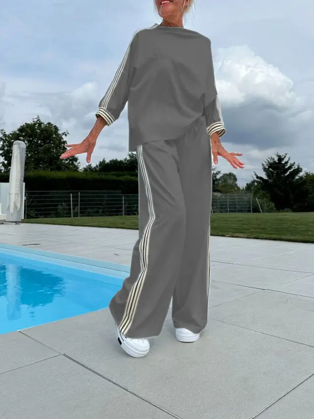 Casual Top Loose Trousers Sports Suit Gray - Shop at LoveMi