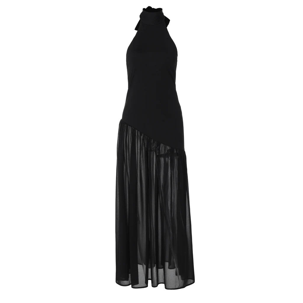 Women's Fashion Slim Fit Skirt Solid Color Dress - Black