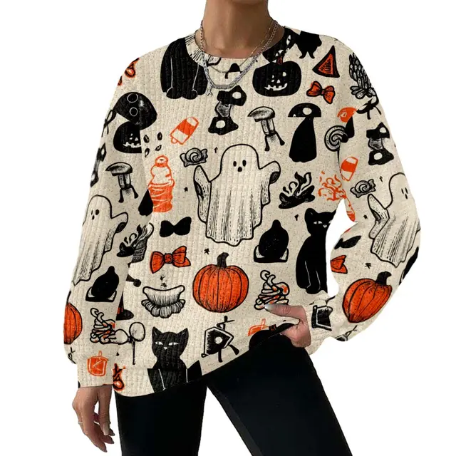 Digital Printing Pattern Shading Fashion Trend Round Neck Long Sleeve Sweater Type A - Shop at LoveMi