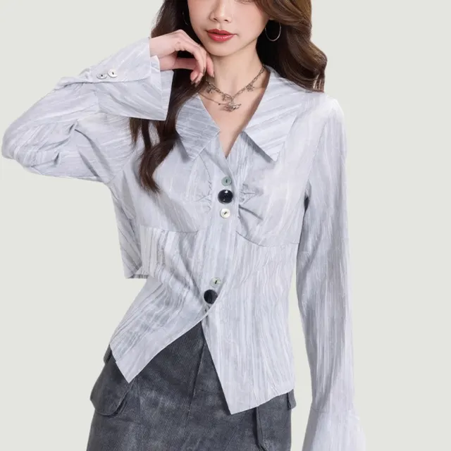 Bell Sleeve Lapel Long Sleeve Shirt Women's Spring French Chic - Shop at LoveMi