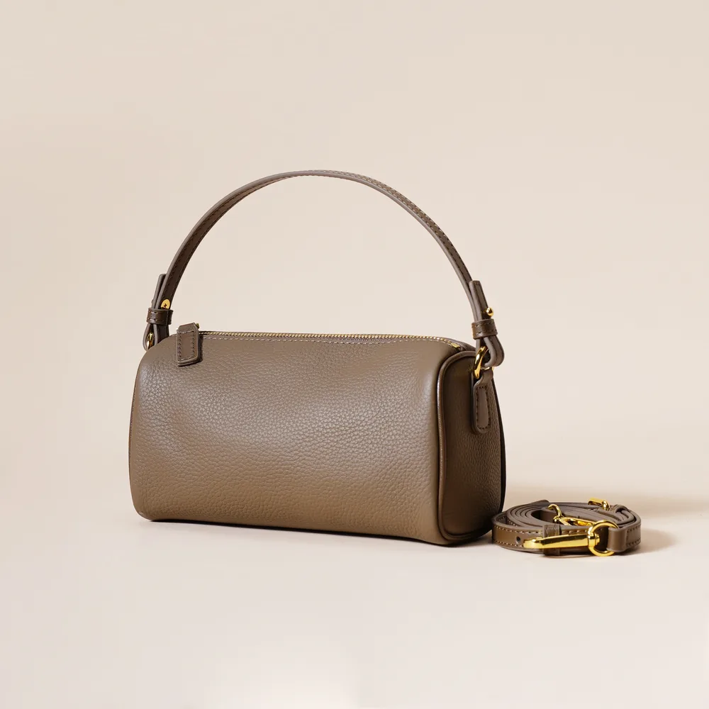 Top Layer Cowhide Advanced Simple Texture Underarm Bag Gray - Shop at LoveMi