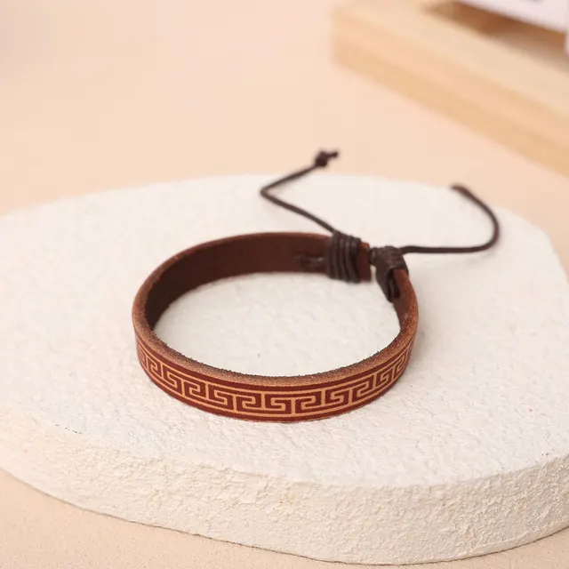All matching Elegant Decoration Cowhide Leather Wristband Bracelet Brown - Shop at LoveMi