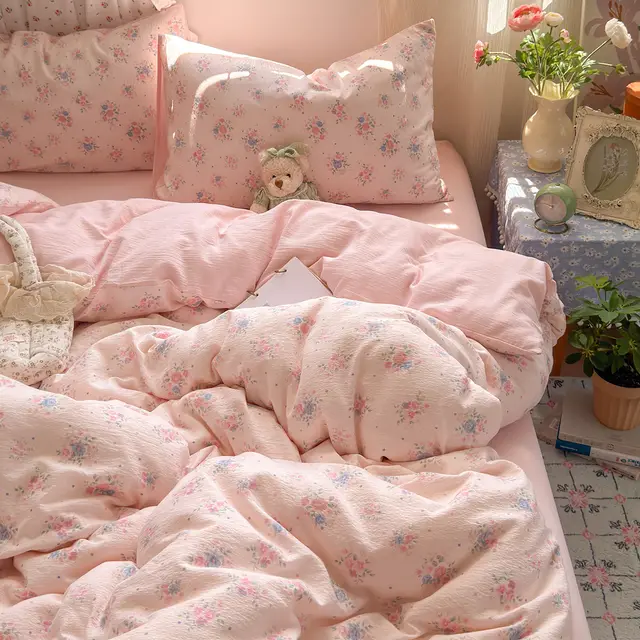 Pure Cotton Maternal And Child grade Double layer Yarn Ins Naked Sleeping Sheets Quilt Cover Sea Of Flowers - Shop at LoveMi