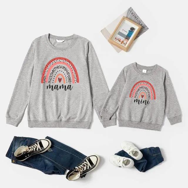 Autumn And Winter Mother daughter Parent child Sweater Gray - Shop at LoveMi