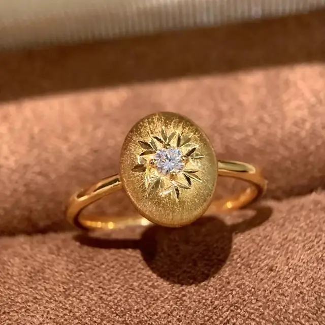 Vintage Brushed Carved Snowflake Wishing Star Ring Gold - Shop at LoveMi