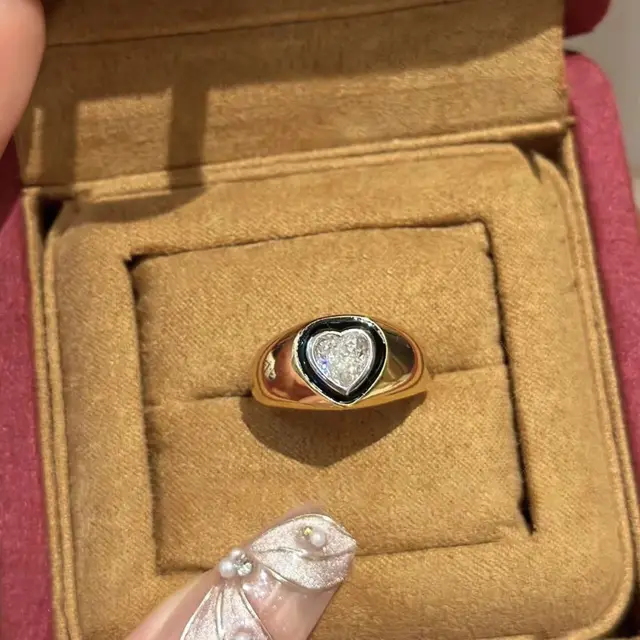 Starry Sky Loose Diamond Love Texture Rhinestone Wide Ring Design Sense Adjustable Love Loose Diamond - Shop at LoveMi