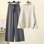 White Sweater Gray Pants