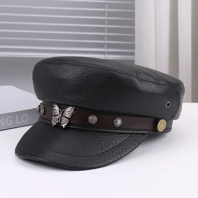 Artistic Retro Personality Light All matching Peaked Cap Black Butterfly - Shop at LoveMi