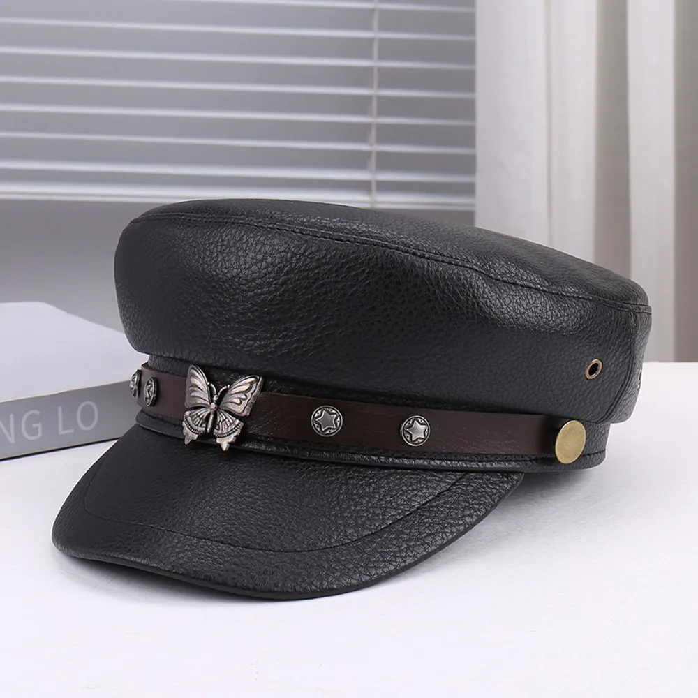 Artistic Retro Personality Light All matching Peaked Cap Black Butterfly - Shop at LoveMi