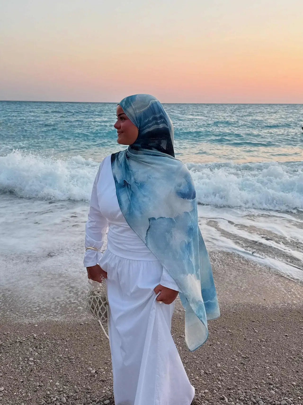 Watercolor Series Satin Polyester Ethnic Shawl - Color 49 - View 1