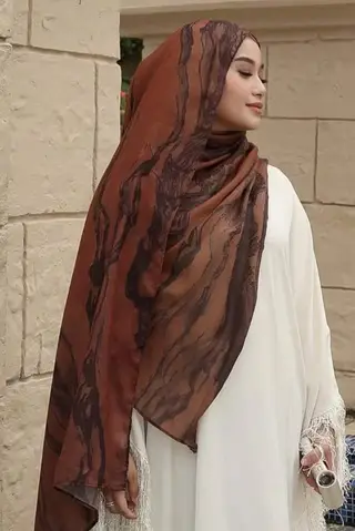 Watercolor Series Satin Polyester Ethnic Shawl - Color 53 - View 1